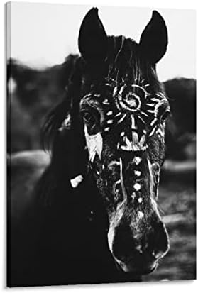 פוסטר מינימליסטי אינדיאנים אמריקאים שחור לבן צילום סוסים אמנות קיר תפאורה אמנות כרזות אמנות חדר ציורי אמנות קיר בד דקור קיר עיצוב הבית עיצוב סלון אסתטי 12x18 אינץ 'fra
