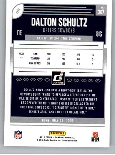 2018 דונרוס כדורגל 387 DALTON SCHULTZ RC כרטיס טירון דאלאס קאובויס טירון רשמי מסחר ב- NFL