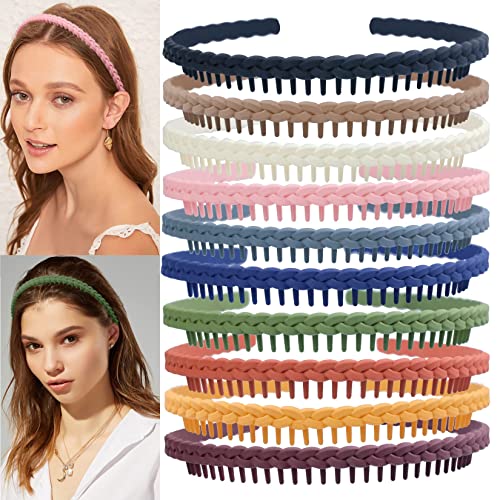 לפוהי סרטי ראש לנשים בנות 10 יחידות צבעוני אופנה מאמץ פלסטיק סרטי ראש עם שיניים לא להחליק מסרק סרטי ראש להקות שיער לנשים גברים נערות