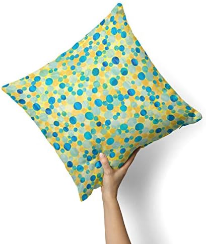 IIROV נקודות בצבעי מים צהובים וכחולים מעורבים - עיצוב בית דקורטיבי בהתאמה אישית מכסה כרית כרית מקורה או חיצוני פלוס כרית לספה, מיטה או ספה