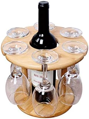 PDGJG מחזיק זכוכית יין במבוק שולחן שולחן יין יין מתלי ייבוש קמפינג ל 6 כוסות ובקבוק יין אחד