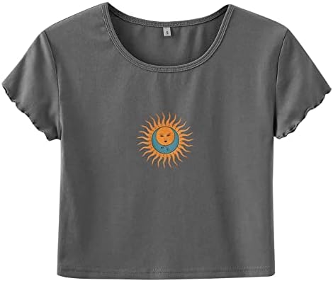 חולצות יום האהבה לנשים 2023 שרוול קצר חולצת צוואר עגול בגדי עבודה רופפים חולצת גולף לנשים