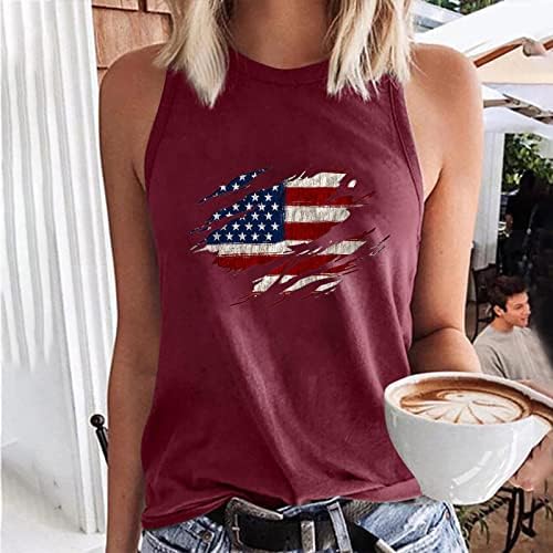 גופיות דגל אמריקאיות לנשים 4 ביולי חולצה פטריוטית חולצת ארהב כוכבים פסים חולצה ללא שרוולים קיץ