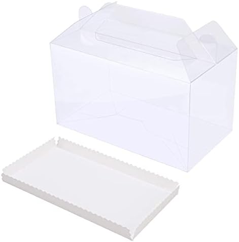 25 יחידות ידית קופסא מתנה שקופה לחיות מחמד קופסאות ממתקים שקופות מפלסטיק עם לוח לבן למסיבת חתונה ומקלחת תינוקות טובות 7 ליטר על 4 וואט על 4 שעה