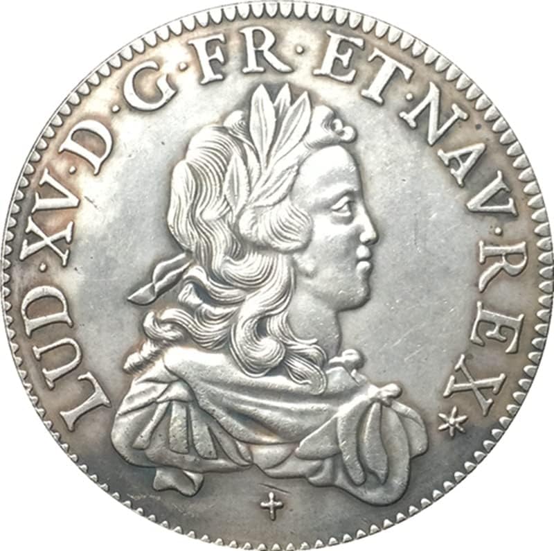 1721 מטבעות צרפתים נחושת טהורה מצופה מכסף עתיק כסף מטבעות מלאות מלאות יכולת