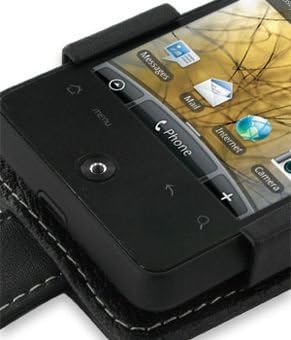 מארז כיסוי עור שחור של מונאקו מסוג Monaco עם קליפ חגורה ניתנת לניתוק עבור AT&T HTC ARIA A6366