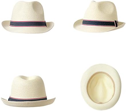 טיאלארט קש פדורה שמש כובע לגברים נשים קצר ברים קיץ החוף חיצוני קובני טרילבי כובע בז' / צהוב בינוני