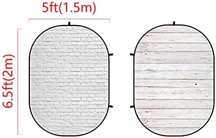 קייט 5 על 6.5 רגל רקע מתקפל קיר לבנים לבנים עץ טוויסט להגמיש רקע צילום