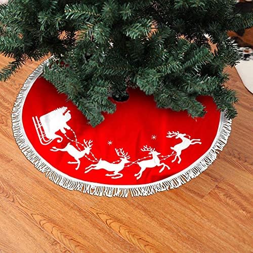 פניס עץ חג המולד צווארון חג המולד קישוט לחג המולד אדום משובץ עץ חג המולד חצאית עץ עגול עגול עץ חג המולד קצר