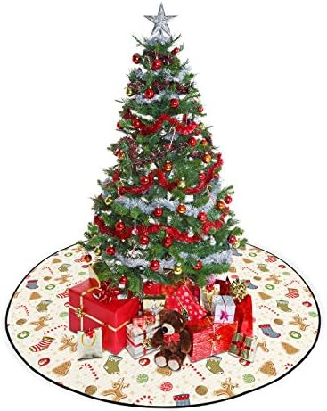 חצאית עץ חג המולד לחג המולד של אמבסון, ממתקים מסורתיים של מסיבת חג המולד עוגיות ג'ינג'ר עוגיות סוכריות סוכריות עם גרבי