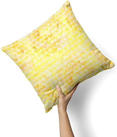 IIROV משטח צהוב בצבעי המים עם מעגלי חצי לבנים - עיצוב בית דקורטיבי בהתאמה אישית מכסה כרית מקורה או חיצוני לזרוק לספה, מיטה או כרית ספה