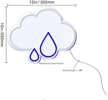 ענן אדפרו וטיפת גשם להגמיש סיליקון הוביל שלט ניאון - לבן וכחול - רחוב 1633-פנו0011-וו