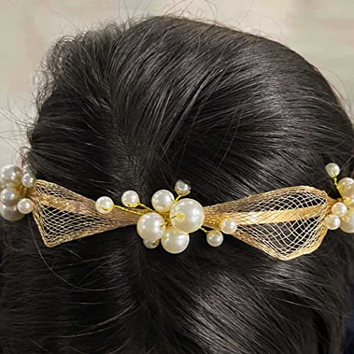 קסדרה פרל הכלה חתונה בגימור זהב כלה כיסוי ראש שיער חתיכה שיער אביזרי עבור נשים ובנות